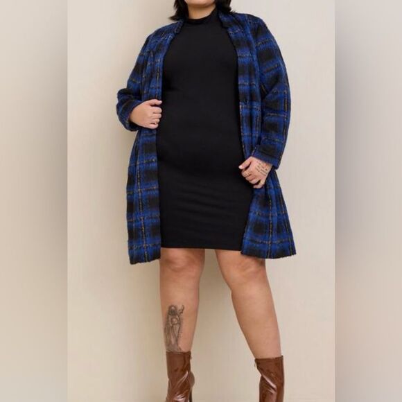 Torrid Black Dress, Puff Sleeves, Soft, Stretchy, High Neck, Sexy, NWT 3X - Picture 1 of 14